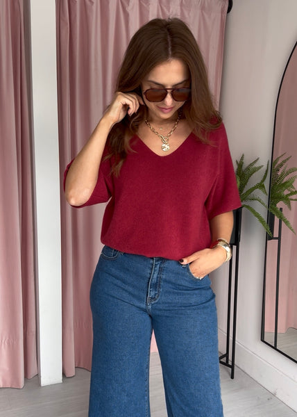 Knitted Top - Burgundy