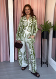 Patterned Shirt & Trouser Co-ord - Green & Biege