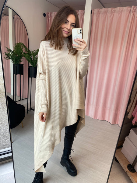 Rib Asymmetric Jumper - Cream