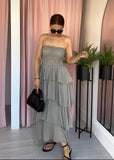 Ruffle Bandeau Dress - Taupe