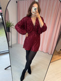 Sequin Playsuit - Wine