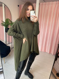 Rib Asymmetric Jumper - Khaki