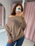 Asymmetric Drape Jumper - Taupe