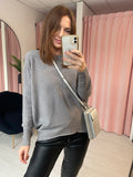 Rib Round Neck Jumper - Grey