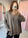 Exposed Seam Sweatshirt - Taupe