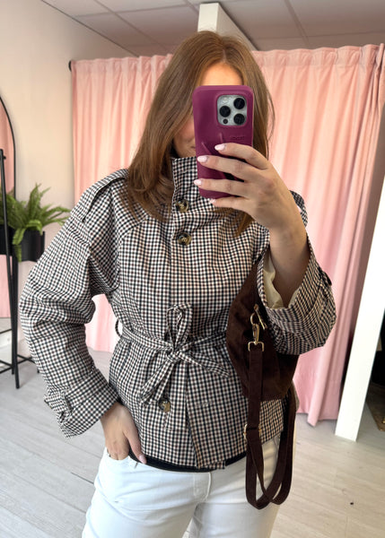 Checked Funnel Neck Trench