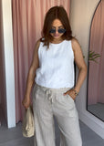 Linen Puff Ball Vest - White