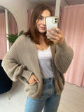 Balloon Sleeve Short Cardigan - Taupe