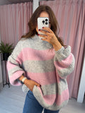 Stripey Jumper - Grey & Pink