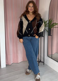 Argyle Boyfriend Cardigan - Black