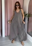Gold Detail Pleat Front Jumpsuit - Taupe