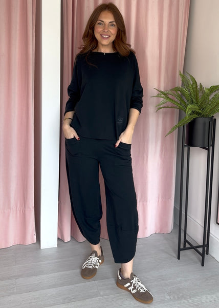 Barrel Leg Cotton Co-ord - Black