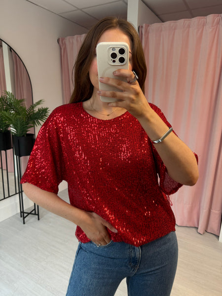 Sequin T-shirt - Red