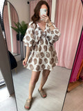 Paisley Mini Dress - Taupe