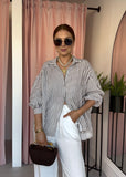 Stripe Cotton Shirt - Taupe