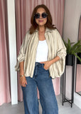 Bubble Hem Batwing Bomber - Cream