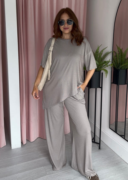 Soft Rib Asymmetric T - Taupe