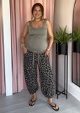 Leopard Ballon Leg Joggers - Taupe
