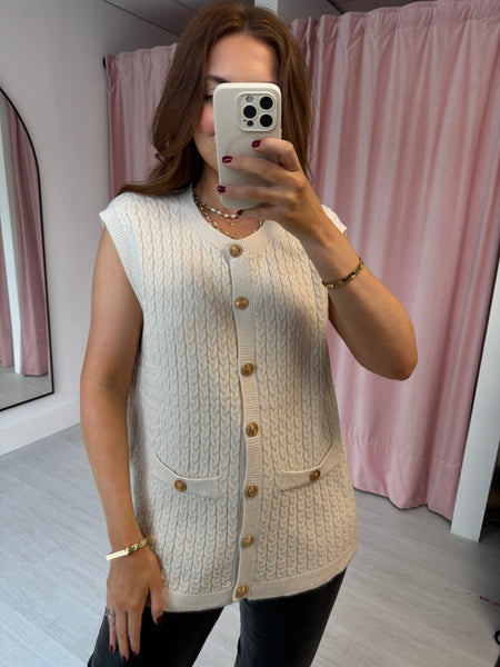 Cable Knit Waistcoat - Cream