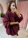 Boho Cheesecloth Shirt - Burgundy