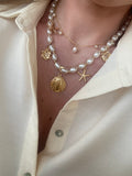 Pearl Seashell Necklace - Gold