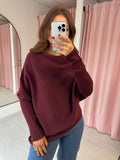 Asymmetric Drape Jumper - Burgundy