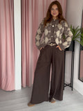 Wide Palazzo Trouser - Brown