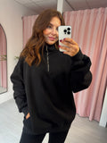 Zip Front Sweatshirt - Black