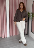 Bow Front Jumper - Taupe