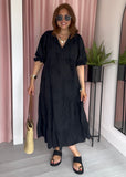 Appliqué Midi Dress - Black