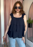 Ruffle Top - Navy