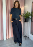 Wide Palazzo Trouser - Navy