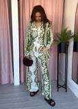 Patterned Shirt & Trouser Co-ord - Green & Biege