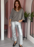Sparkle V Neck Knit - Grey