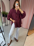 Boho Cheesecloth Shirt - Burgundy