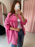 Pocket Front Cheesecloth Shirt - Washed Fuchsia