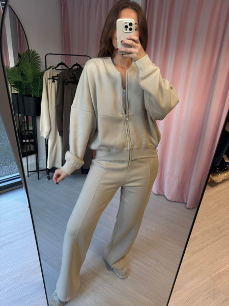 Bomber & Wide Leg Jogger Co-ord - Stone