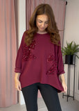 Sequin Bow Tunic - Burgundy