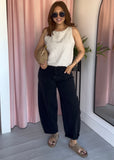 Linen Puff Ball Vest - Stone