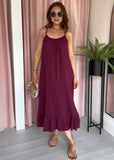 Ruffle Hem Maxi Dress - Wine