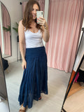 Jersey Waist Cotton Skirt - Navy