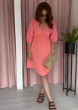 V Front & Back Cheesecloth Dress - Orange Leopard