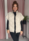 Quilted Drop Shoulder Gilet - Beige