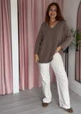 V Neck Jumper - Taupe