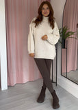 Chunky Knit Turtleneck Jumper - Cream