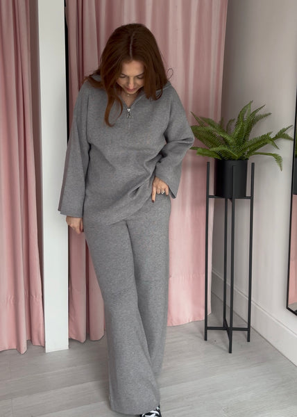 Zip Front Loungeset - Grey