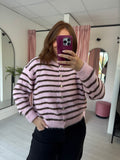 Stripe Button Front Cardigan