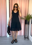 Frill Edge Tiered Dress - Black