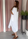Cheesecloth Collar Dress - White
