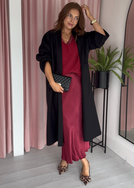 Satin Slip Skirt - Berry